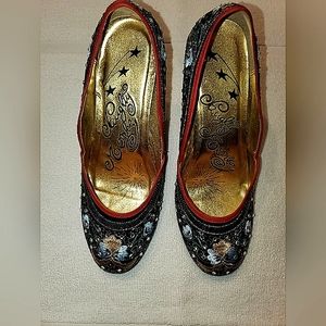 Naughty Monkey "Rani" navy wedge heel shoes